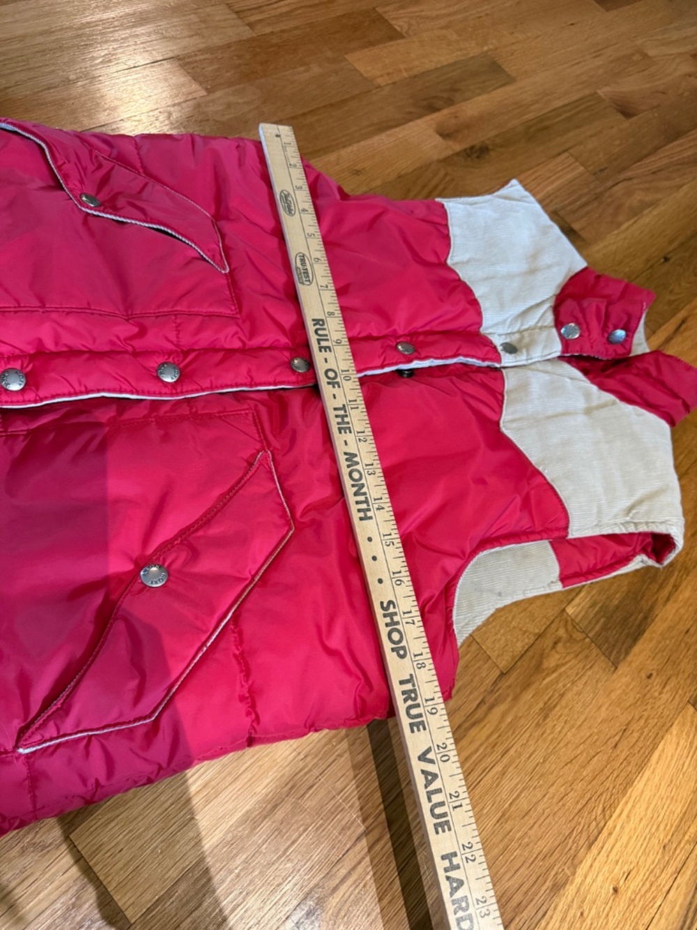 ROXY Vintage 90s Y2K Corduroy Red & Tan Reversible Bomber Puffer Vest Women’s M. - Picture 6 of 10